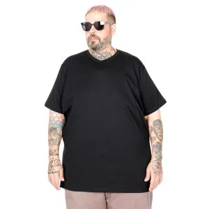 Büyük Beden T-Shirt V Yaka Likralı 20150 Siyah