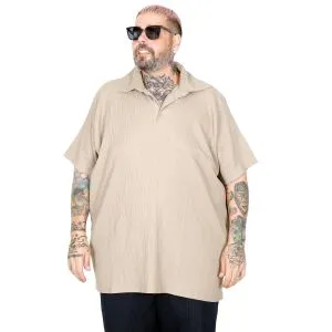 Big Size Mens T-shirt Polo JAKAR U24337 Beige
