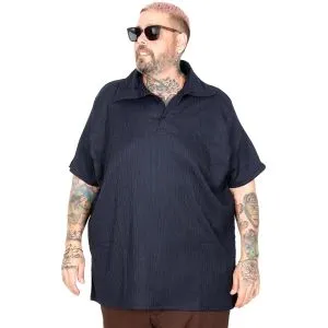 Big Size Mens T-shirt Polo JAKAR U24337 Navy Blue