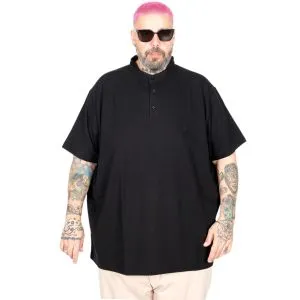 Big Size Mens T-shirt Henley T-Shirt U24339 Black