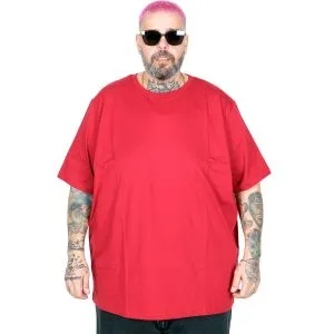 Büyük Beden Erkek T-Shirt Bisiklet Yaka Basic U25162 Bordo