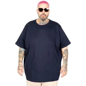 Büyük Beden Erkek T-Shirt Bisiklet Yaka Basic U25162 Lacivert