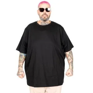 Büyük Beden Erkek T-Shirt Bisiklet Yaka Basic U25162 Siyah