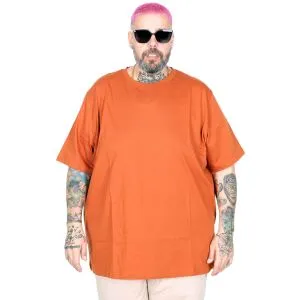 Büyük Beden Erkek T-Shirt Bisiklet Yaka Basic U25162 Tarçın