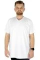Büyük Beden Erkek Tshirt V Yaka Basic 20032 Beyaz