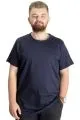 Big Size Mens T-Shirt Flam Collar Basic 20035 Navy Blue