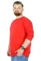 Büyük Beden Erkek Tshirt Likralı Bisiklet Yaka 20102 Kırmızı KIRMIZI