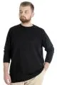 Büyük Beden Erkek Tshirt Uzun Kol Manşetli 20103 Siyah SIYAH