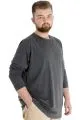 Büyük Beden Erkek Tshirt Uzun Kol Manşetli 20103 Antramelanj ANTRASIT