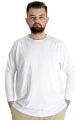 Büyük Beden Erkek Tshirt Uzun Kol Manşetli 20103 Beyaz