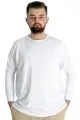 Büyük Beden Erkek Tshirt Uzun Kol Manşetli 20103 Beyaz BEYAZ