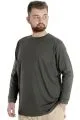 Büyük Beden Erkek Tshirt Uzun Kol Manşetli 20103 Haki HAKI