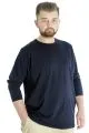 Büyük Beden Erkek Tshirt Uzun Kol Manşetli 20103 Lacivert LACIVERT