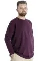 Büyük Beden Erkek Tshirt Uzun Kol Manşetli 20103 Mürdüm MURDUM