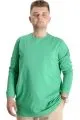Big Size Mens Tshirt Long Arm Manşetli 20103 Green
