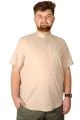 Big Size Men Shirt Short Sleeve Band Collar 20387 Beige