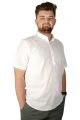 Big Size Men Shirt Short Sleeve Band Collar 20387 White
