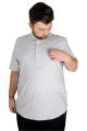 Big Size Men Shirt Short Sleeve Band Collar 20387 Ice Blue