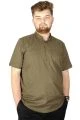 Big Size Men Shirt Short Sleeve Band Collar 20387 Khaki