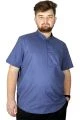 Big Size Men Shirt Short Sleeve Band Collar 20387 Indigo