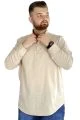 Big Size Men Linen Shirt with Lycra Band Collar 20388 Beige