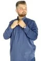 Big Size Men Linen Shirt with Lycra Band Collar 20388 Indigo