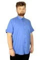 Large Size Men's Classic Linen Shirt with Lycra 20389 Saxe Blue