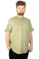 Large Size Men's Classic Linen Shirt with Lycra 20389 Green