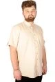 Large Size Men's Classic Linen Shirt with Lycra 20389 Beige