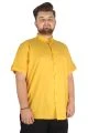 Large Size Men's Classic Linen Shirt with Lycra 20393 Mustard