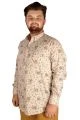 Large Size Men's Classic Shirt with Lycra 20395 Beige
