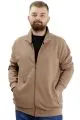 Big Size Mens Cardigan Zipper Stell dog collar 20571 Light Brown
