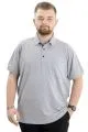 Battal Beden Erkek Tshirt Polo Yaka Cepli Klasik Pike 20552 Gri Melanj GRI