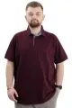 Battal Beden Erkek Tshirt Polo Yaka Cepli Klasik Pike 20552 Mürdüm MURDUM