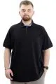 Battal Beden Erkek Tshirt Polo Yaka Cepli Klasik Pike 20552 Siyah SIYAH
