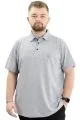 Battal Beden Erkek Tshirt Polo Yaka Nakışlı Klasik Pike 20553 Gimelanj GRI