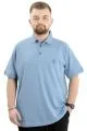Battal Beden Erkek Tshirt Polo Yaka Nakışlı Klasik Pike 20553 Mavi MAVI