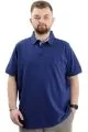 Battal Beden Erkek Tshirt Polo Yaka Nakışlı Klasik Pike 20553 İndigo INDIGO