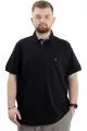 Battal Beden Erkek Tshirt Polo Yaka Nakışlı Klasik Pike 20553 Siyah SIYAH