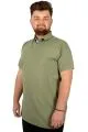 Battal Beden Erkek Tshirt Polo Yaka Nakışlı Klasik Pike 20553 Yeşil YESIL