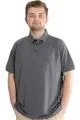 Battal Beden Tshirt Polo Yaka Nakışlı Klasik Pike 20553 Antramelanj ANTRASIT