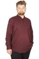 Büyük Beden Erkek Keten Likralı UKol Hakim Yaka Gömlek 20388 Mürdüm [product_color]