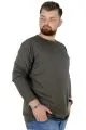 Büyük Beden Erkek Tshirt Likralı Bisiklet Yaka 20102 Haki HAKI