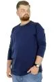 Büyük Beden Erkek Tshirt Likralı Bisiklet Yaka 20102 Indigo INDIGO