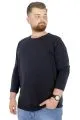 Büyük Beden Erkek Tshirt Likralı Bisiklet Yaka 20102 Lacivert  LACIVERT
