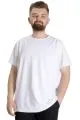 Büyük Beden Likralı T-shirt Bisiklet Yaka 20149  Beyaz BEYAZ