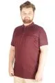 Büyük Beden T-shirt Polo Cepli Lycra Pike MD 20554 Mürdüm MURDUM