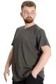 Büyük Beden T-Shirt V Yaka Likralı 20150 Haki [product_color]