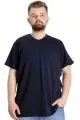 Büyük Beden T-Shirt V Yaka Likralı 20150 Lacivert LACIVERT