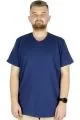 Büyük Beden T-Shirt V Yaka Likralı 20150 İndigo INDIGO
